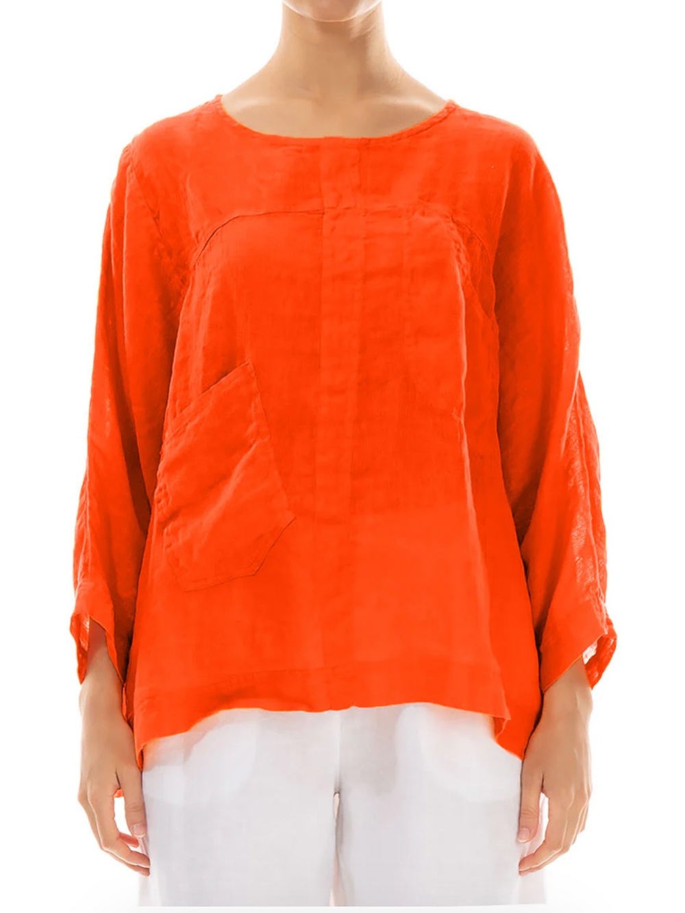 Relaxed 100% Linen Tunic Top in Rust